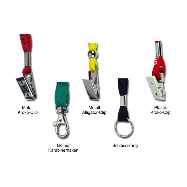 Verschiedene Befestigungen für Lanyards