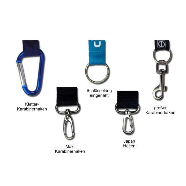 Verschiedene Befestigungen für Lanyards