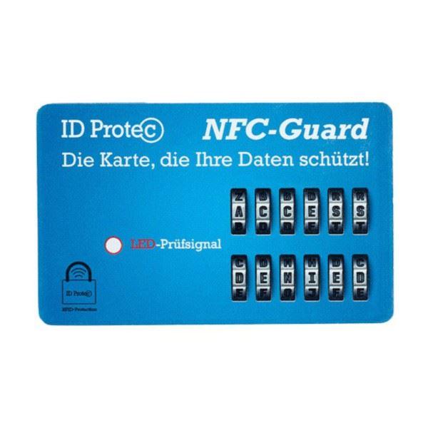 NFC-Guard Karte in blau mit LED-Prüfsignal