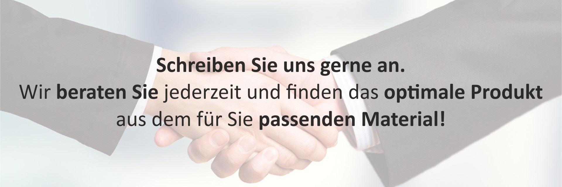 Zwei Menschen geben sich die Hand im Hintergrund, Text überlagert das Bild – Symbol für Zusammenarbeit und Kommunikation