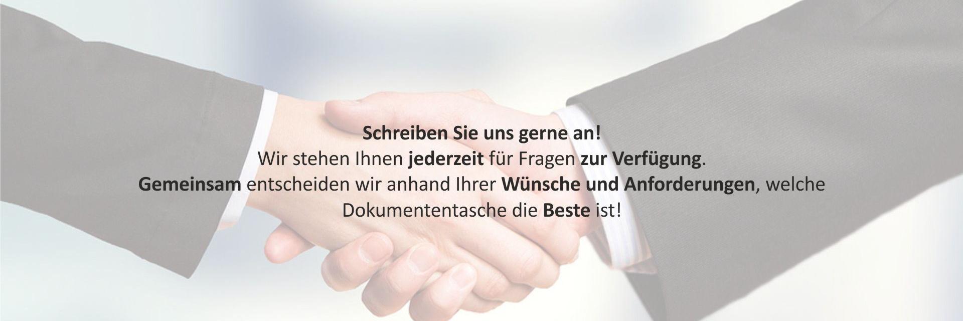 Zwei Menschen geben sich die Hand im Hintergrund, Text überlagert das Bild – Symbol für Zusammenarbeit und Kommunikation