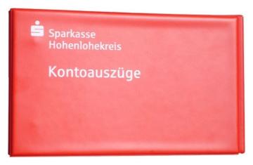 Kontoauszugsordner im klassischen Sparkassen-Rot mit Druck