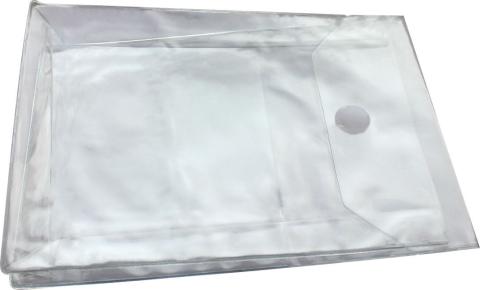 Schutzhülle aus transparenter PVC-Weichfolie, mit Füllhöhe und Klettverschluss