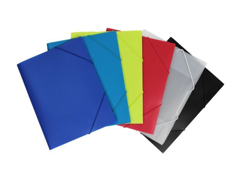 Eckspanner aus PCR-PP in den Farben blau, türkis, limone, rot, transparent und schwarz