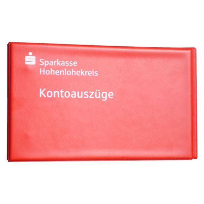 Kontoauszugsordner im Sparkassen-rot mit Druck