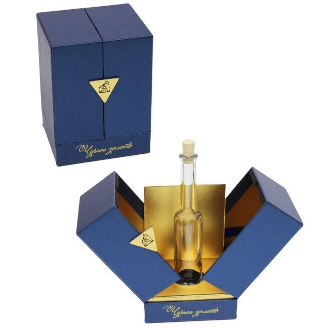edle Geschenkverpackung für Parfüm Flaschen in blau und gold