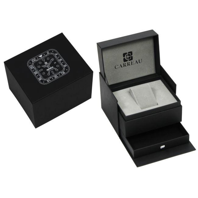edle Geschenkverpackung für Uhren, in schwarz mit Druck